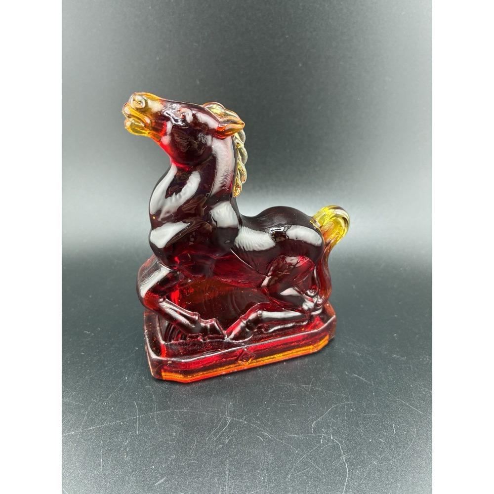 vintage Boyd Amberina glass rearing horse figurine